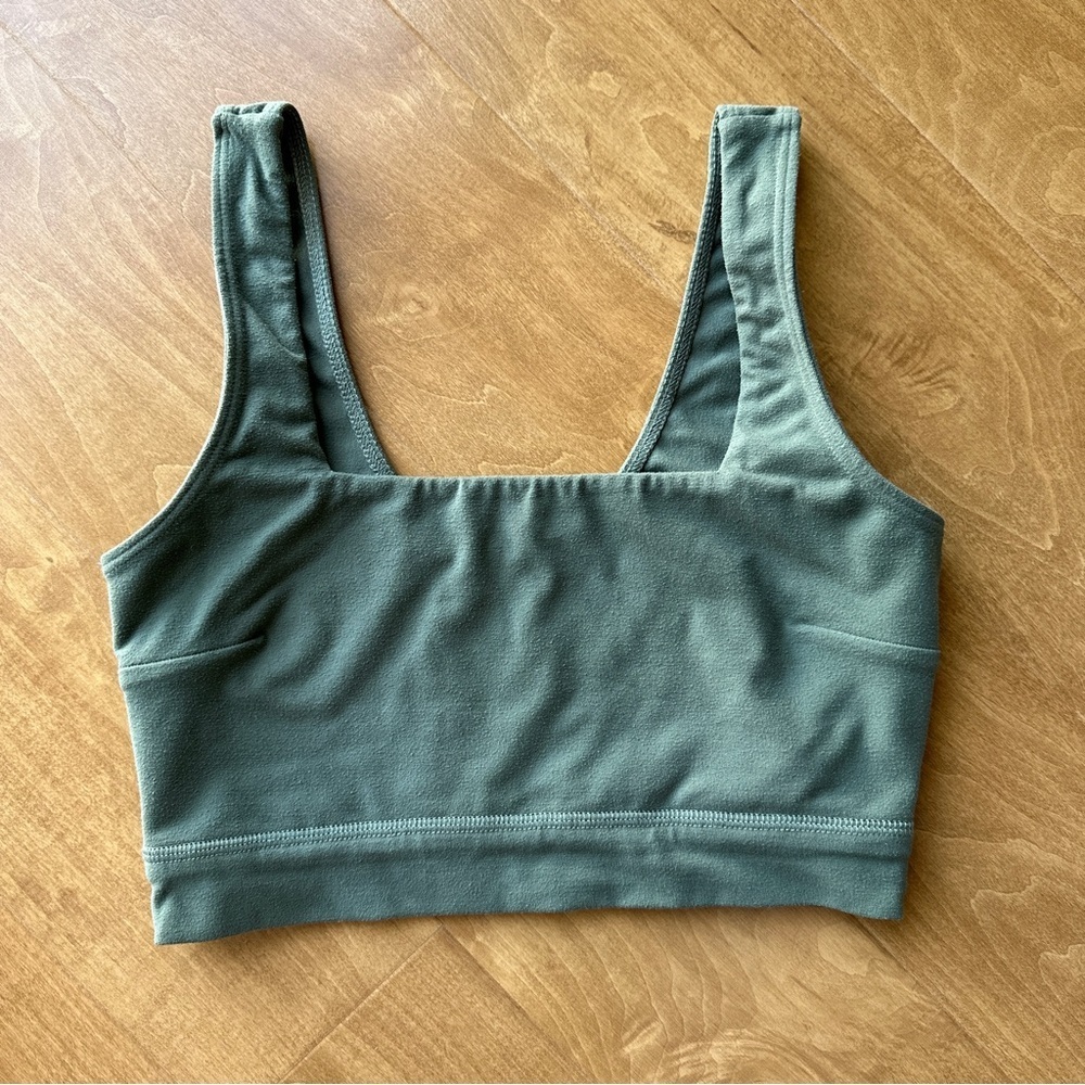 Abercrombie & Fitch Square Neck Lightly Lined Sports Bra, Green, Size Small